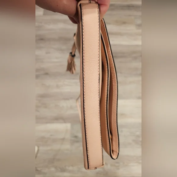 Tory Burch Thea Foldover Crossbody In Light Pink- Width 11" - Picture 7 of 12